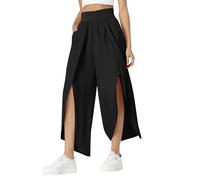 Blue Trousers Women's Holes Fashion Slim High Waist Open High Fork Trousers Europe and the United States Relaxed Casual Trousers Black Women's Stretch 46, black, XXL