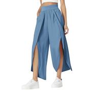 Blue Trousers Women's Holes Fashion Slim High Waist Open High Fork Trousers Europe and the United States Relaxed Casual Trousers Black Women's Stretch 46, gray, XXL