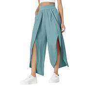 Blue Trousers Women's Holes Fashion Slim High Waist Open High Fork Trousers Europe and the United States Relaxed Casual Trousers Black Women's Stretch 46, Light grey, S