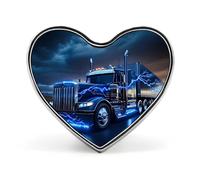 Blue Truck in Thunder Heart Metal Brooches 1 Inch Decorative Badges Exquisite Decorations Pins for Clothing