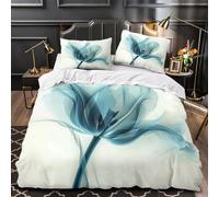 Blue Tulip Art Quilt Cover 3D Design Printed Luxurious 3 Pcs Bedding Set Zipper Abstract Floral Design Comforter Cover Super Soft All Season for Kids Adults Women Teens Youth Girls King（220x240cm）