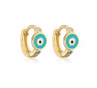 Blue Turkey Evil Eye Small Hoop Earrings for Women Girls Charm Cubic Zirconia Cartilage Mini Tiny Round Huggie Ear Cuff Protection Lucky Statement Eternity Engagement Jewelry Fashion Gifts Bff