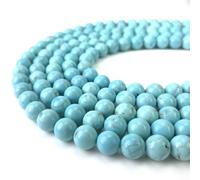 Blue Turquoise Beads 6mm Round Semi Precious Gemstone Loose Beads for Jewelry Making (59-62pcs/strand)