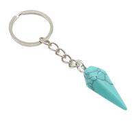 Blue Turquoise Keychains, Gemstone Keyring, Natural Crystal Hexagonal Pyramid Gemstone Keychain, Key Ring, Car Keyring Handbag Backpack Wallet Accessories Keychain Decoration Gifts For Women Men,Blue