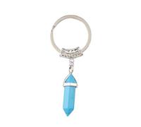 Blue Turquoise Keychains, Gemstone Keyrings, Natural Crystal Hexagonal Column Gemstone Keychains, Key Ring,Car Keyring Handbag Backpack Wallet Accessories Keychain Decoration Gifts For Women Men,Blue