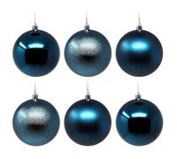 Blue Turquoise Large Christmas Bauble - 10cm - Set of 6