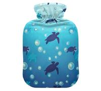 Blue Turquoise Turtle Hot Water Bottles with Soft Cover Feet Warmer with Soft Cover Hot Water Bag for Foot Bed Warmer Pain Relief Small