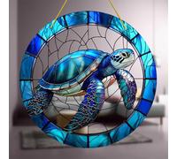 Blue Turtle Disc Decorative Disc Window Decoration Porch With Chain Pendant Acrylic And Wear Hanging KMz257 (Sky Blue, 20cm)