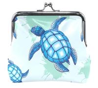 Blue Turtles Mint Women's Cute Coin Purse Leather Kiss Lock Buckle Change Purse for Girls, Blue Turtles Mint, OneSize