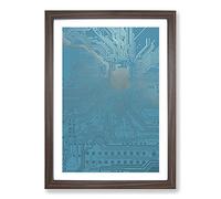 Blue Twilight Circuits Framed Print | A2 Walnut Framed Wall Art | Ready to Hang | Modern Nature Picture | Living Room Bedroom Lounge Office