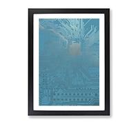 Blue Twilight Circuits Modern Framed Print | A3 Black Framed Wall Art | Ready to Hang | Modern Nature Picture | Living Room Bedroom Lounge Office