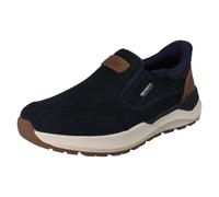 (Blue, UK 12) Mens Rieker-Tex Leather Ready To Go Slip On Heels Casual Loafer Shoes 06052