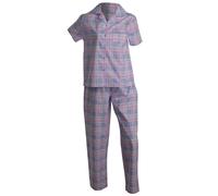 (Blue, UK 20/22) Slenderella Ladies Tartan Button Down Top & Trouser Bottoms Pyjamas