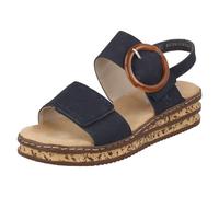 (Blue, UK 6) Ladies Rieker Buckle Detailed Adjustable Wedge Heeled Sandals 62950