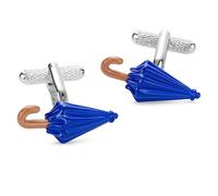 Blue Umbrella Cufflinks - Onyx Art CK874 Novelty Cuff Links in Premier Life Packaging