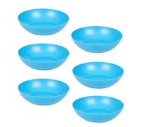 (Blue) Unbreakable Plastic Deep Round Reusable Dinner & Picnic Plates 6pcs