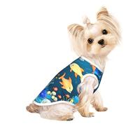 Blue underwater world of fish Pet Breathable Sleeveless T-shirt S for Small Dogs and Cats, Soft, Comfortable, Stylish