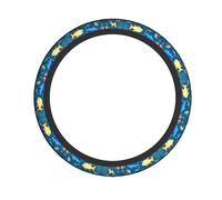 Blue Underwater World of Fish Print Car Steering Wheel Covers for Women, Universal 15 inch Car SUV, Anti-Slip Steering Wheel Protective Cover