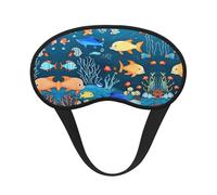 Blue Underwater World of Fish Sleep Mask Soft Eye MaskBlindfold Eyeshade Smooth Comfortable Eye Cover with