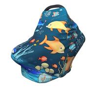 Blue underwater world of fish Versatile full-print Stroller Chair Cover/Nursing Cover, specially designed for your baby