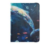 Blue Underwater World Whale Leather Passport Holder Cover Passport Wallet Cute Passport Book Lightweight, Blue underwater world whale, One Size