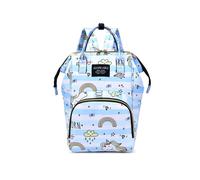 (Blue Unicorn) Cartoon Baby Stroller Hanging Bag Baby Diaper Storage Bag Large Capacity Baby Bottle Thermos Fashion Mommy Backpack Portable