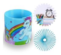 Blue Unicorn Magic Slinky Toy, Rainbow Coil Spring, Summer Kids Christmas Stocking Fillers, Fun for Kids, 6.5cm