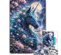 Blue Unicorn Moon Waterfall Puzzle for Adults 1000pcs (52x38cm) | For longer puzzle sessions: Adult jigsaw puzzle with 1000 pieces; for anyone building a regular puzzle routine.