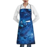 Blue Universe Space Galaxy Cooking Apron, Anti-Fouling Apron With Pocket Lock Edge 1 Pocket In The Middle Washable For Kitchen, Hotels, Kitchens, Beverage Shops, Restaurants And Barbecue Shops.