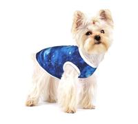 Blue Universe Space Galaxy Print Adorable Cotton Small Dog Clothes Pet Shirt, Soft Breathable Sleeveless Tank Top For Puppy, Cats And Chihuahua