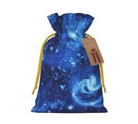 Blue Universe Space Galaxy print Drawstring Gift Bag for Wedding Party Birthday Unique Present Bag Reusable Canvas Bag,1 Piece M