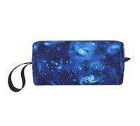 Blue Universe Space Galaxy Print Foam Padded Cosmetic Case Simple Organizer Pouch Lightweight Travel Bag for Space Saving