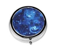 Blue Universe Space Galaxy Print Personalised Portable Pillbox with,Mini Pillbox Compact and Convenient Pill Organiser for Storing and Organising Pills