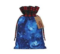 Blue Universe Space Galaxy Print Personalized Christmas Drawstring Gift Bags,Packaging And Storage Bags,Snack Bags