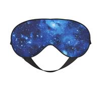 Blue Universe Space Galaxy Print Silk Sleep Eye Mask Soft Eye Cover with Adjustable Strap Comfortable for Travel Office Nap
