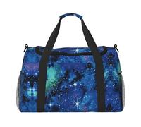 Blue Universe Space Galaxy Print Womens Sports Bags Travel Bag - Gym Tote Bag with Compartment,Duffel Bags for Men,Ladies Holdall,Carry On Weekend Travel Handbags for Women