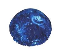 Blue Universe Space Galaxy Shower Caps Women Reusable Large Shower Cap Men Quickdry Care Hair Long Short Kids Bath