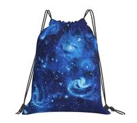Blue Universe Space Galaxy Women Men Drawstring Backpack Durable Gym Sack Portable Swimming Bag For Climbing Holidays Travel