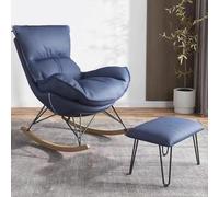 Blue Upholstered Rocking Chair with Footrest - Cozy Lazy Sofa for Bedroom Study Office - Comfortable Accent Furniture for Relaxation and Style