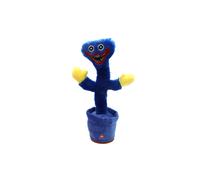 (Blue, USB) Poppy Playtime Huggy Wuggy Dancing Speaking Cactus Interactive Plush Toy