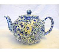 Blue Valencia 6 Cup teapot by Heron Cross Pottery.