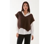 Blue Vanilla 2 In 1 Knitted Vest Shirt In Chocolate Chocolate