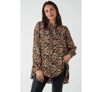 Blue Vanilla Abstract Animal Print Button Through Blouse In Orange Orange