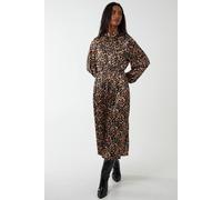 Blue Vanilla Abstract Animal Print High Neck Blouson Dress In Orange Orange