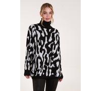 Blue Vanilla Abstract Animal Roll Neck Jumper In Black Black