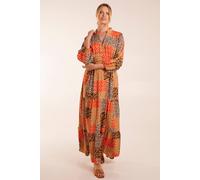 Blue Vanilla Abstract Pattern Maxi Dress In Orange Orange S