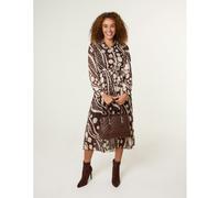 Blue Vanilla Abstract Polka Dot Dress And Metallic Striped Button Collar Dress - S - Brown