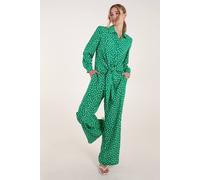 Blue Vanilla Women's Abstract Polka Dot Trousers in Green | Size: Small