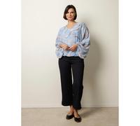 Blue Vanilla Abstract Print Puffball Top - M-L - Light Blue