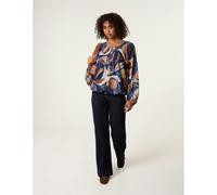 Blue Vanilla Abstract Print Scoop Neck Puffball Blouse - S-M - Multicoloured